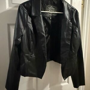 Last Kiss Black Faux Leather Blazer